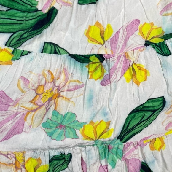 Cleobella Dress Womens Small Tropical Floral Leafy Smocked Beachy Vacation Boho - Picture 13 of 15